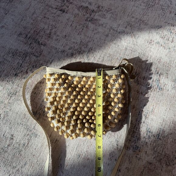 Cleobella Paradise Beaded Crossbody Raffia Bucket Bag Anthropologie Beige Cream - Picture 8 of 13